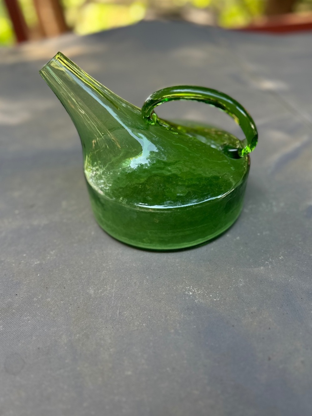 VTG Colony green hand blown glass pitcher decanter Made in Italy Empoli style